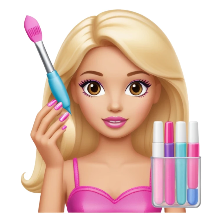 light skinned barbie with nail supplies sticker