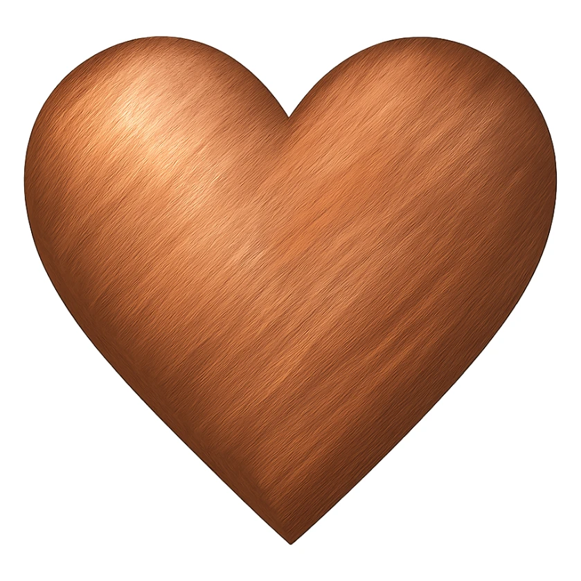 heart with a brushed copper finish, digital illustration, no background sticker