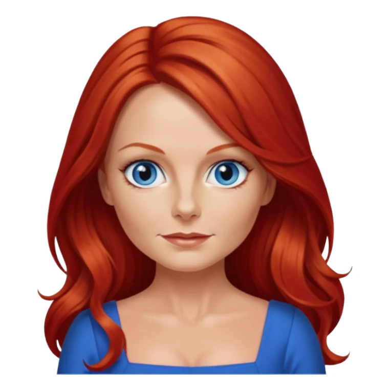 Geri Halliwel with long red hair, blue eyes, red outfit sticker