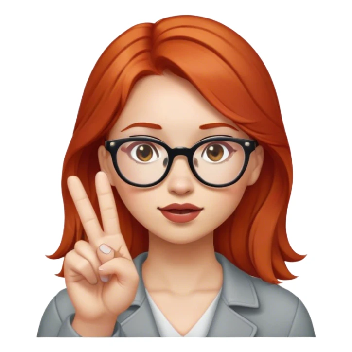 Redhead girl with glasses middle finger sticker