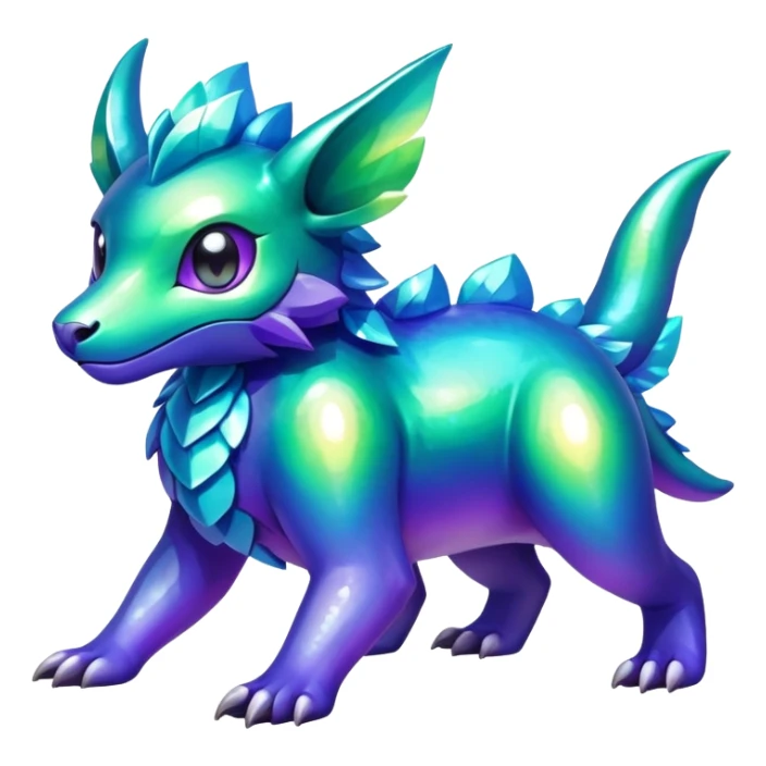 Shiny epic green blue and purple animal-fakemon-creature sticker