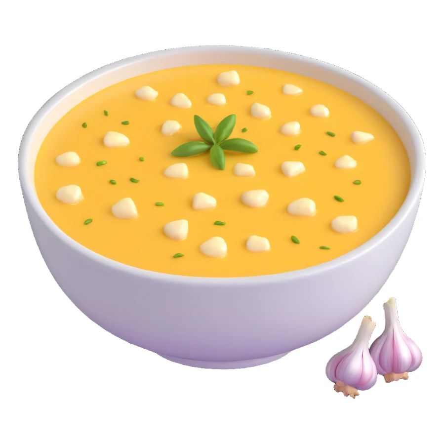 bowl of allioli sauce with garlic cloves sticker