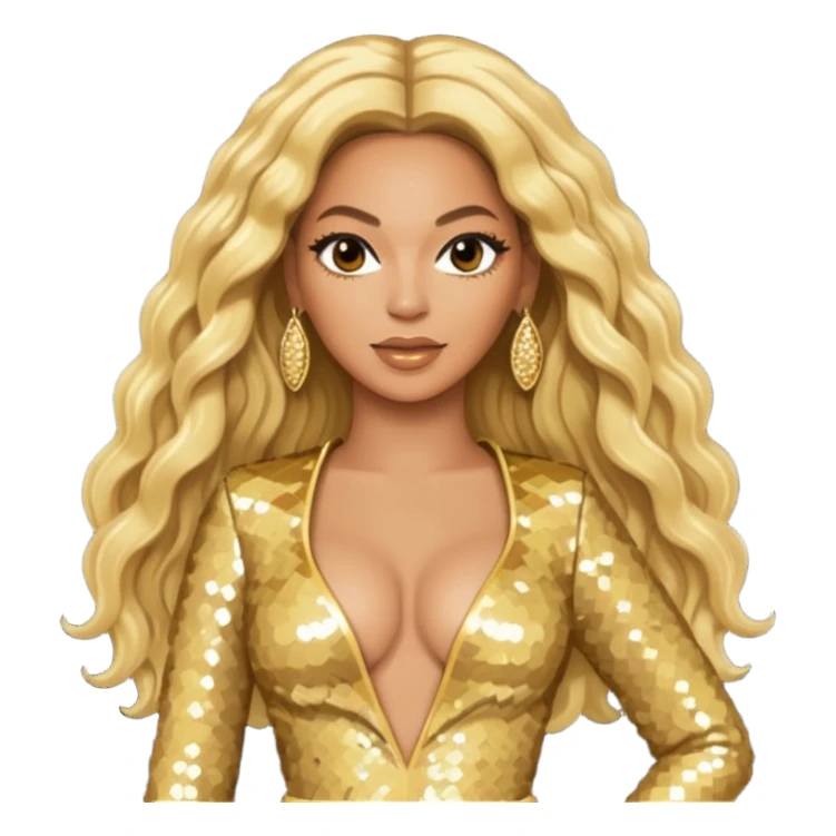 Beyonce with long blonde hair, gold sequin tour outfit  sticker