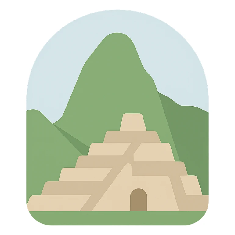 Machu Picchu logo, geometric shapes, flat color, contemporary look sticker