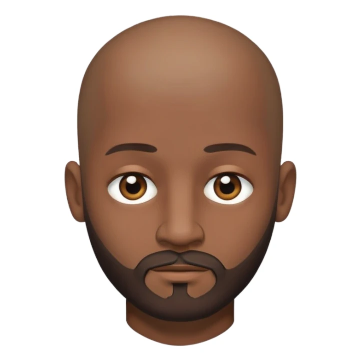 brown male with beard, black eye, no hair, full head sticker