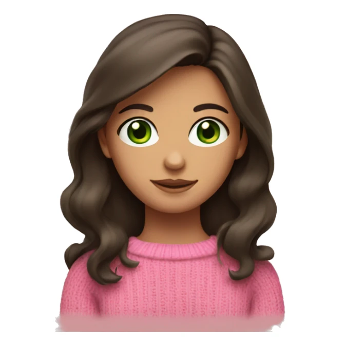 brunette girl with green eyes and pink sweater sticker