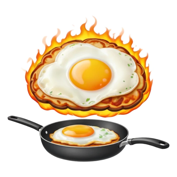 brain on fire with a pan with fried eggs on top sticker