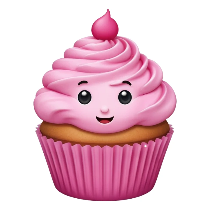 cute cupcake with pink icing and cute face sticker