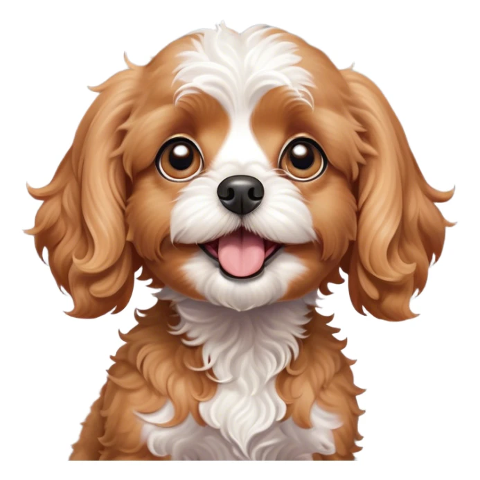 Cinematic Comical Apricot Cavoodle Portrait Emoji, Head tilted dramatically with an exaggeratedly shocked or offended expression, featuring a soft, curly apricot coat with charming white patches, wide, expressive brown eyes filled with exaggerated disbelief, Simplified yet hilariously expressive features, highly detailed, glowing with a slightly sassy glow, high shine, dramatic yet playful, stylized with an air of attitude, bright and endearing, soft glowing outline, capturing the essence of a sassy and over-the-top companion, so meme-worthy it feels like it could side-eye its way into internet fame instantly! sticker