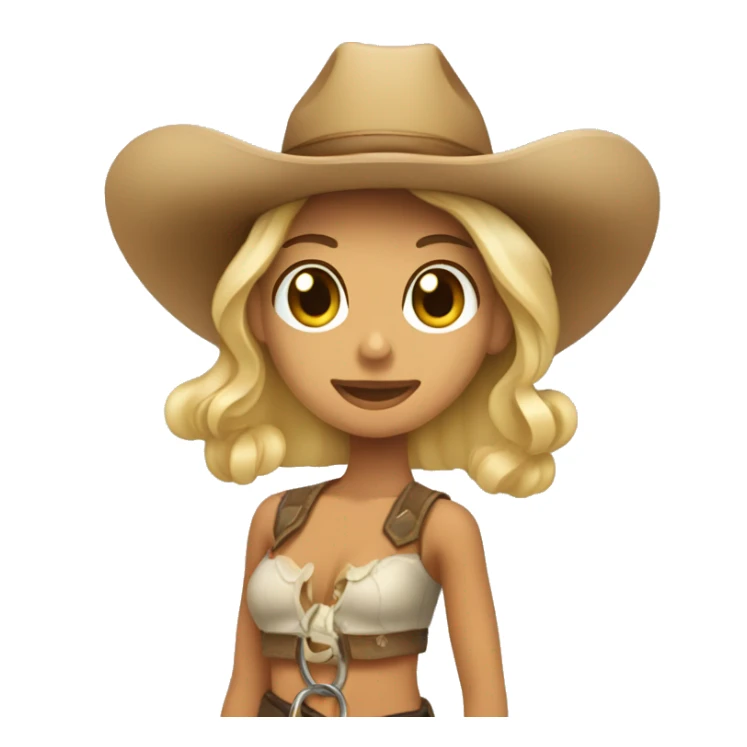 Blonde tan skin lady with a big lasso and cowboy hat sticker