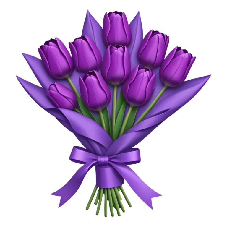 purple tulip bouquet with purple paper wrap sticker