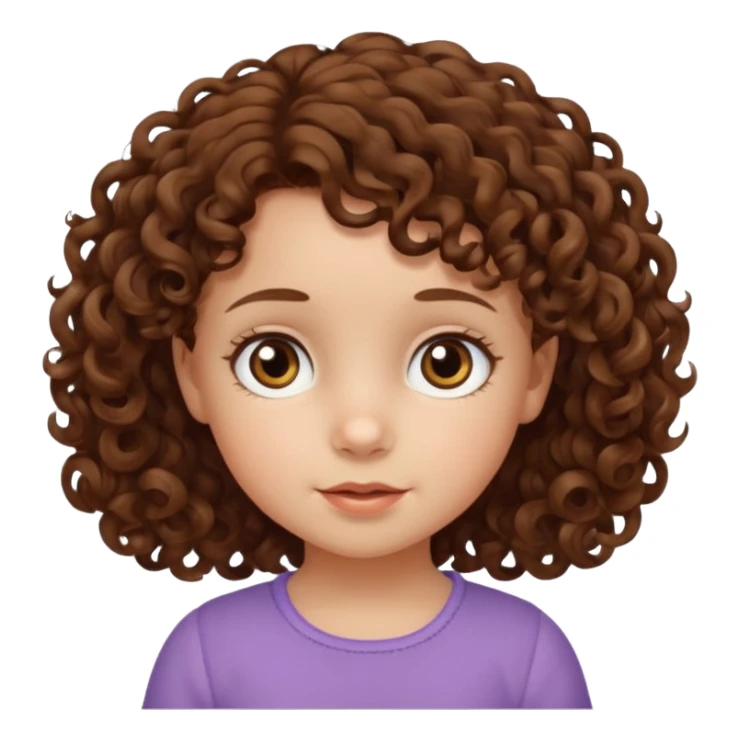 3yr old girl little curly brown hair brown eyes sticker