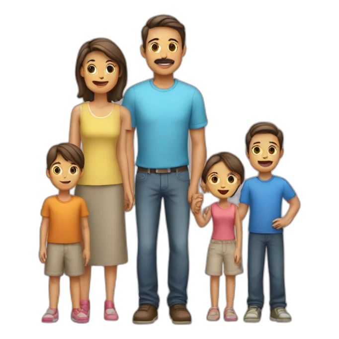Father mother boy girl and  with four children sticker