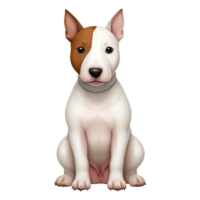White Bull Terrior Dog With Brown Face Sitting  sticker