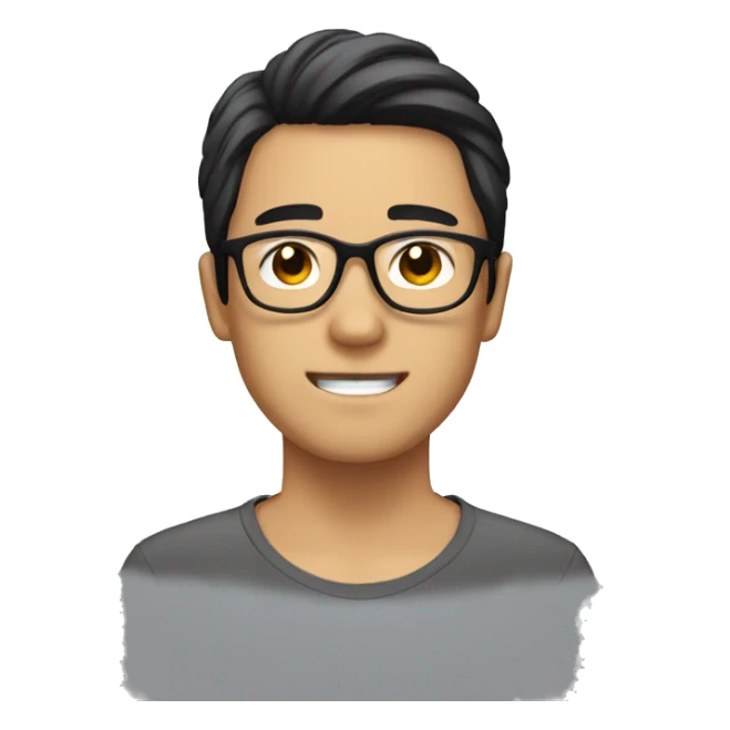 asian guy with black hairs and glasses and beard sticker