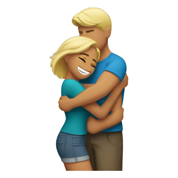 Blond man and hispanic woman hug each other sticker