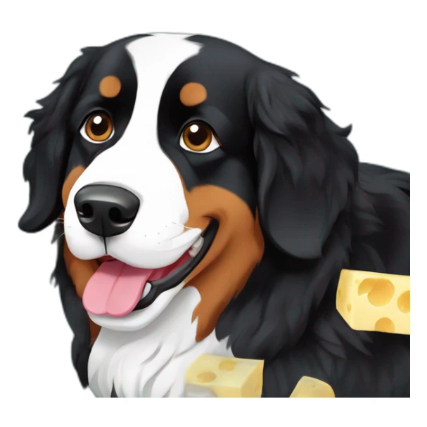 Bernese mountain dog eating cheese swissfondue sticker