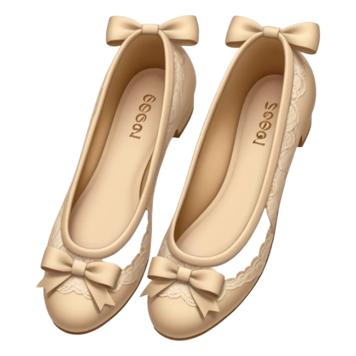 Beige lace ballerina shoes with bows sticker