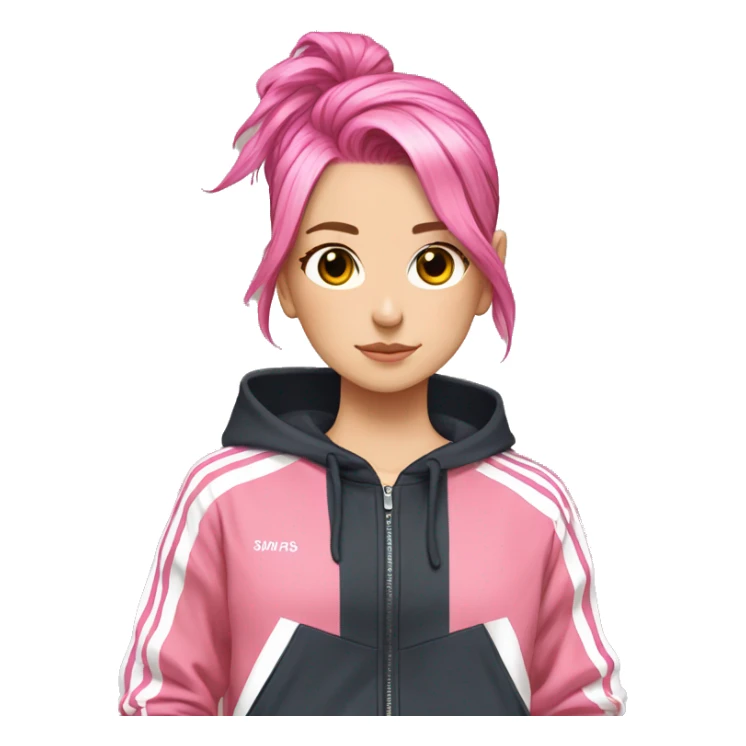 tracksuit with strips top, pink hair, anime girl  sticker