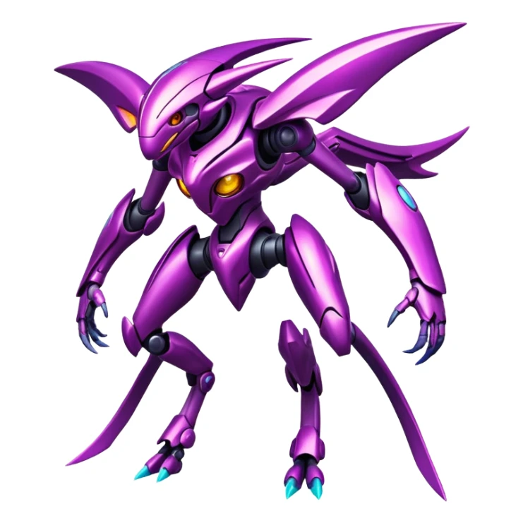 Shiny Exotic Colorful Futuristic epic Miraidon-Genesect-Fakémon-hybrid-creature (full body)  sticker