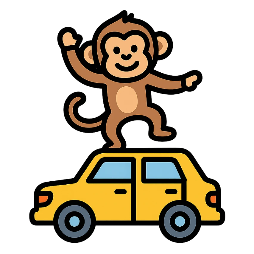 color outline icon of monkey dancing on a car sticker