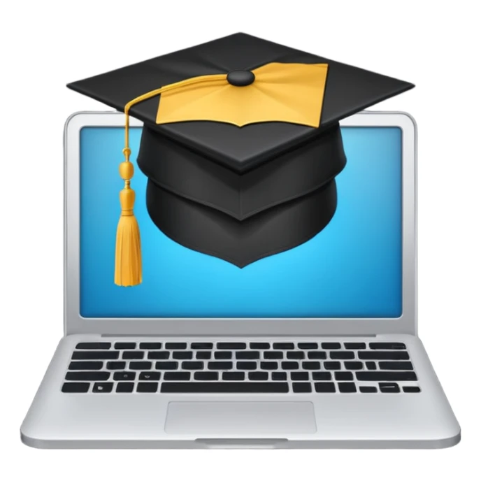 open laptop with graduation cap above it sticker