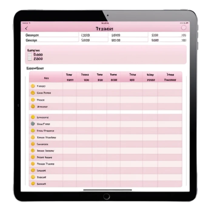Light Pale Pink Expenses Money tracker Documents Excel ipad sticker