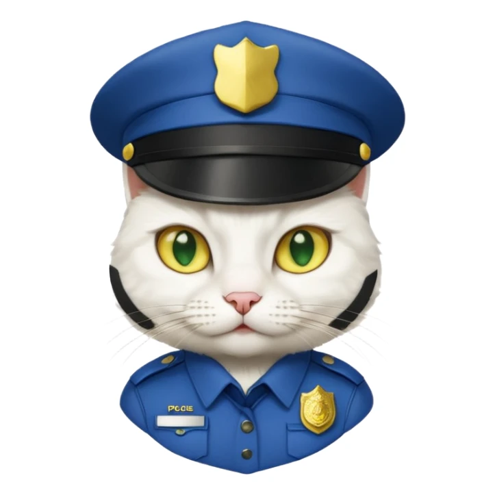 white cat police, yellow and green eyes sticker