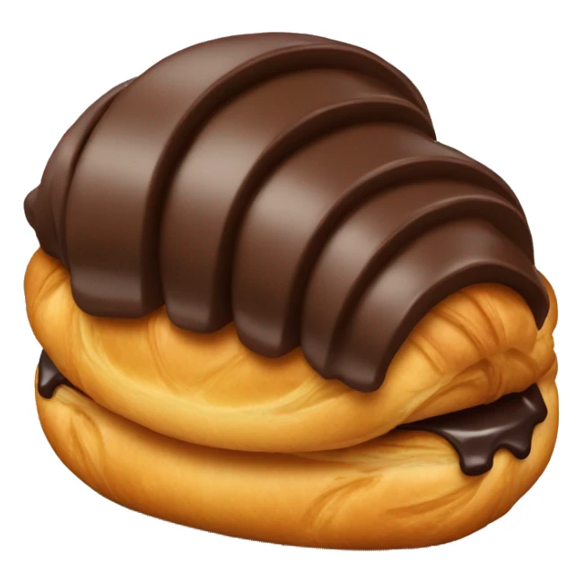 A croissant with two bars of chocolate inside, slightly visible sticker
