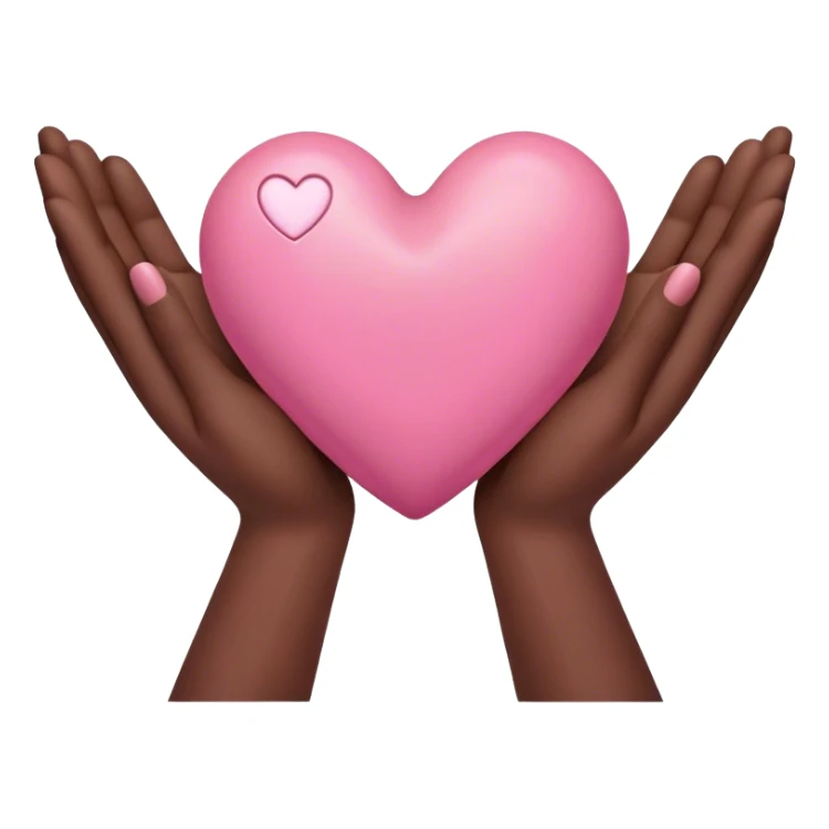 Pink Heart in the middle of two brown hands sticker