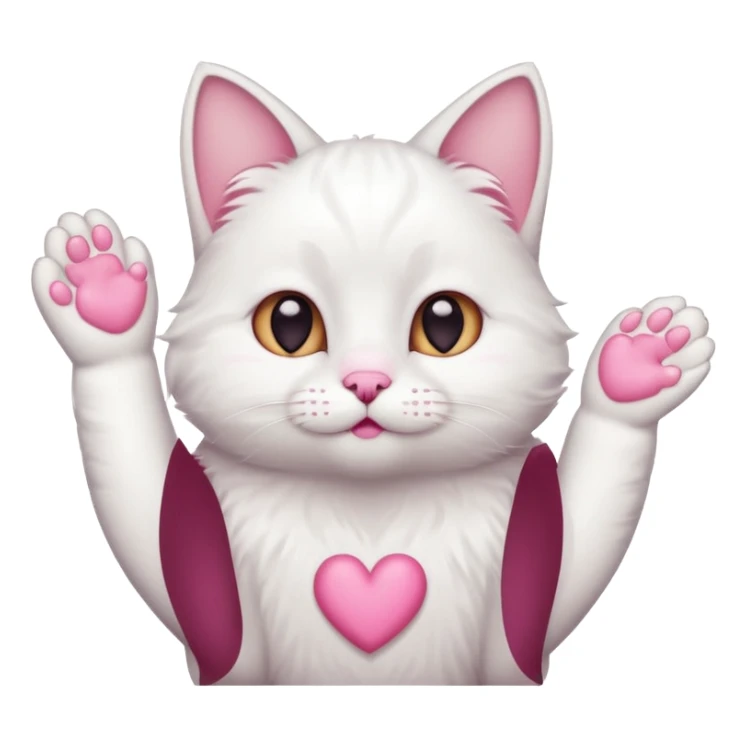 Cute white cat making heart shape with his hand above the head like this🙆‍♂️ sticker