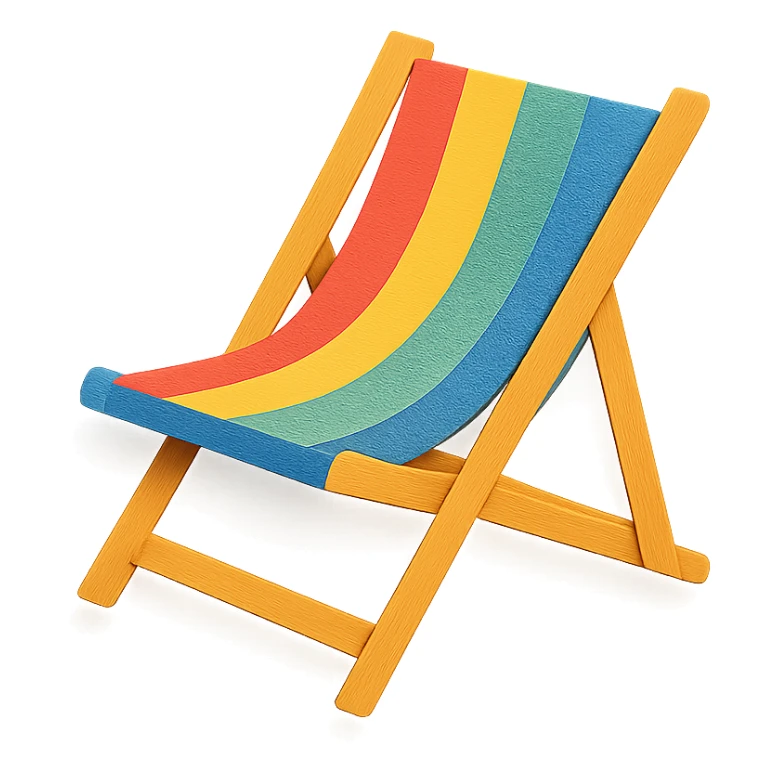 colorful and playful beach chair in paper-craft style sticker