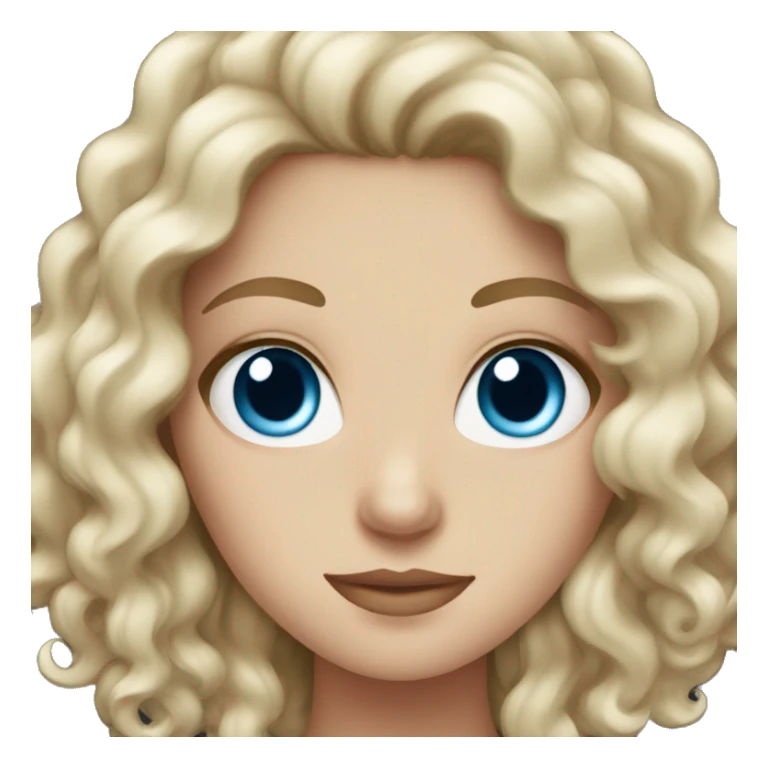 a white girl with curly hair and blue eyes sticker