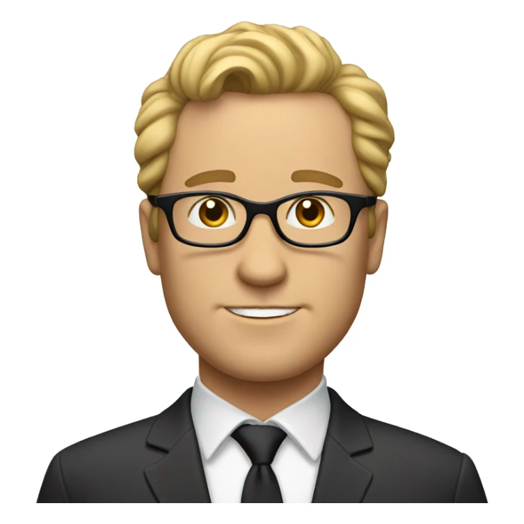 white man with curve hair and glasses sticker