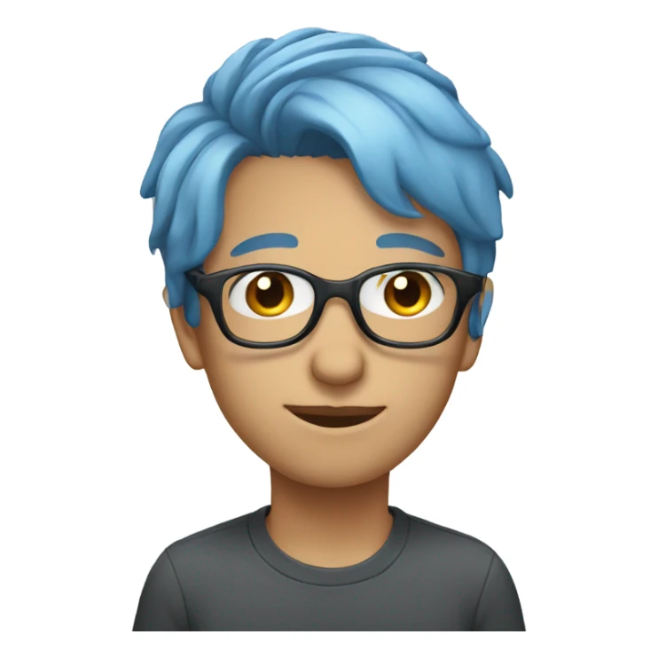  with glasses gazing forward short blue hair sticker