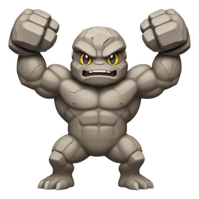 Geodude Pokémon, rocky body with arms, flexing arms sticker