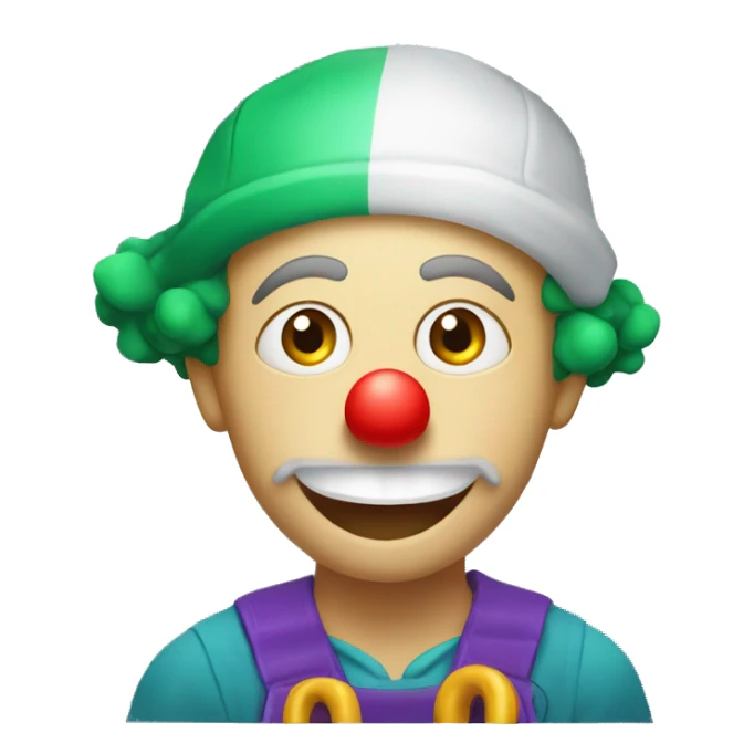 clown face emoji as a plumber fixing crooked pipe under the sink sticker