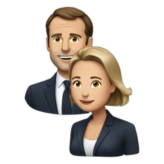Macron en train de faire un câlin à sa femme sticker