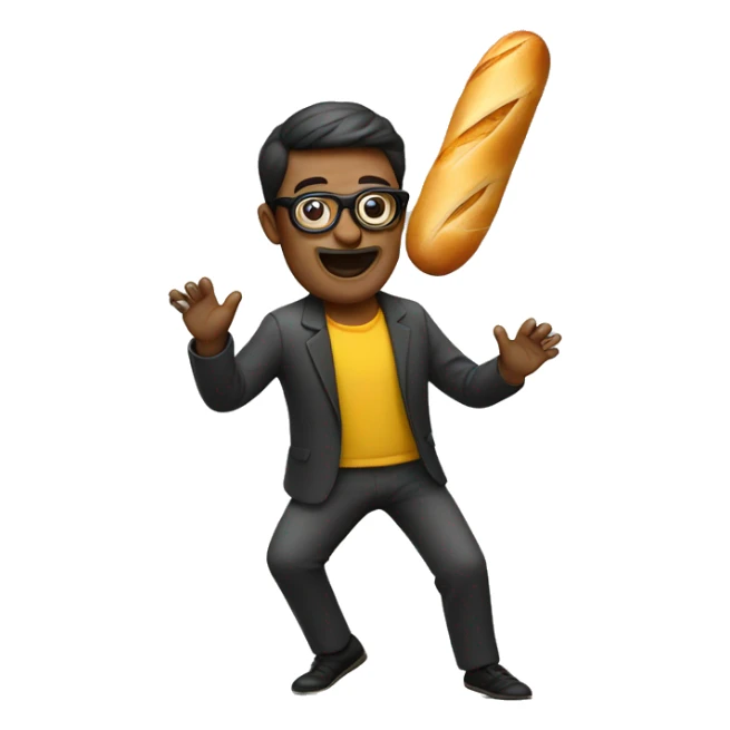 Dancing man with glasses and has a baguette  sticker