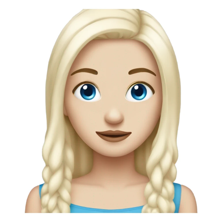 white girl with blue eyes culy blone hair and lazy eye sticker