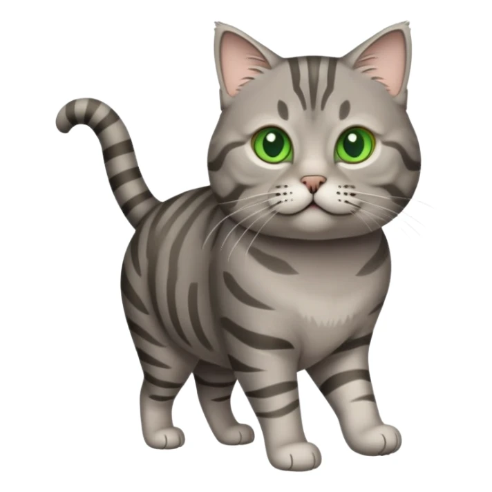 Slightly chubby Gray tabby cat with green eyes walking sticker