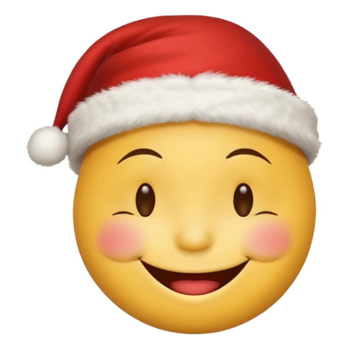 smiley face with closed eyes in a red Christmas hat sticker
