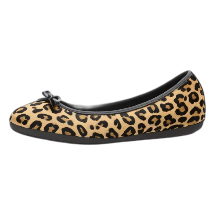 chausson ballerine isotoner léopard avec semelle en cuir sticker