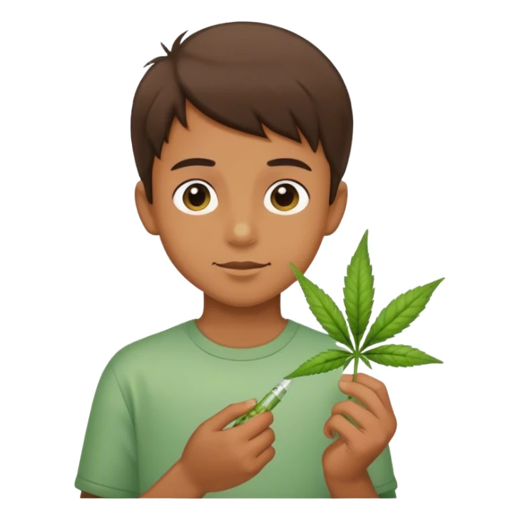 boy with weed sticker