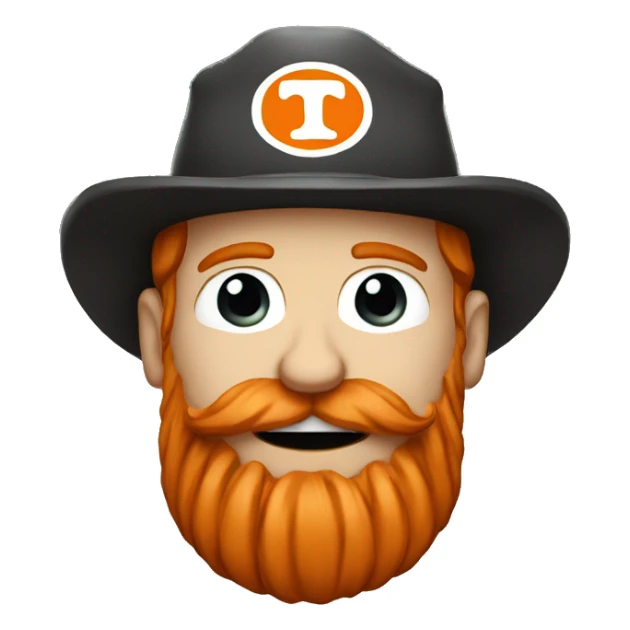 red headed dude with a mustache wearing a tennessee volunteers hat sticker