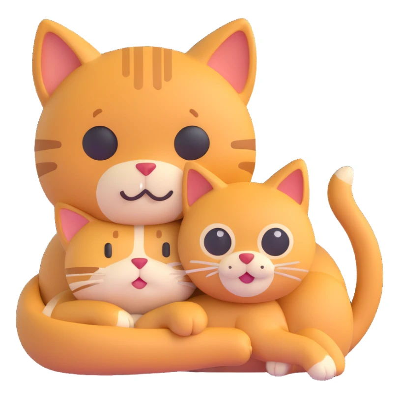 cat and dog cuddling, 3D emoji style sticker