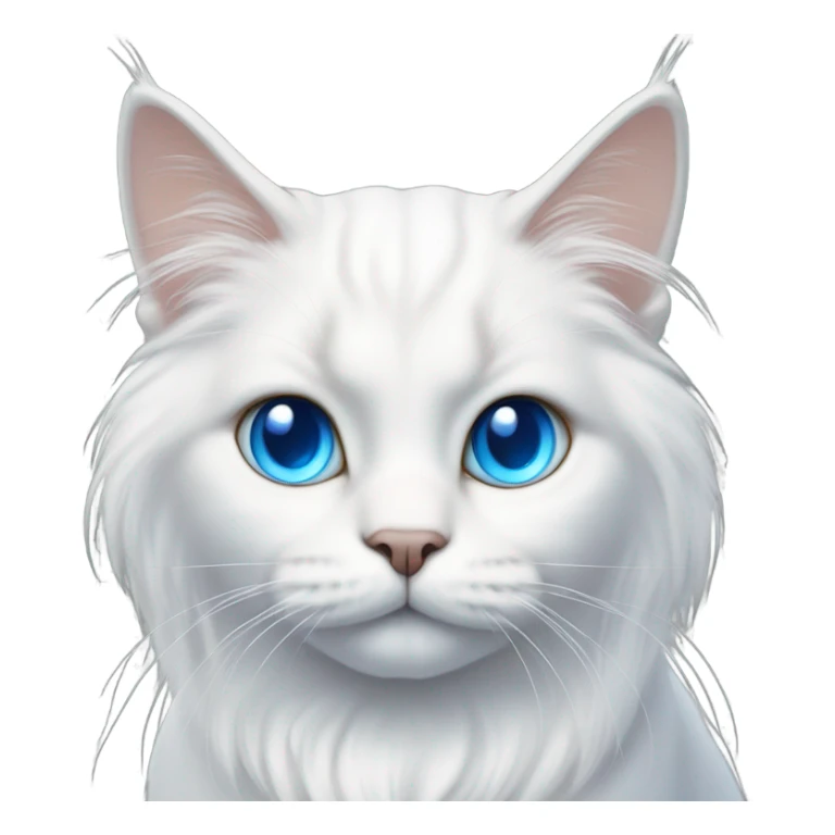 white long hair cat with blue eyes asking for treats sticker