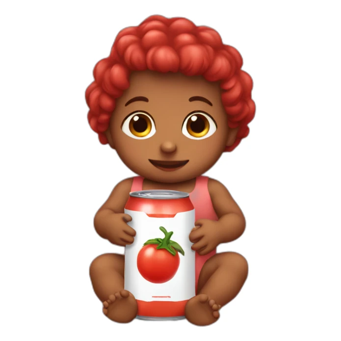 baby with canned tomato juice in each hand sticker