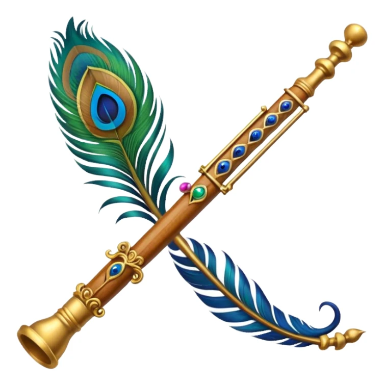 Krishna's flute with peacock feather  sticker