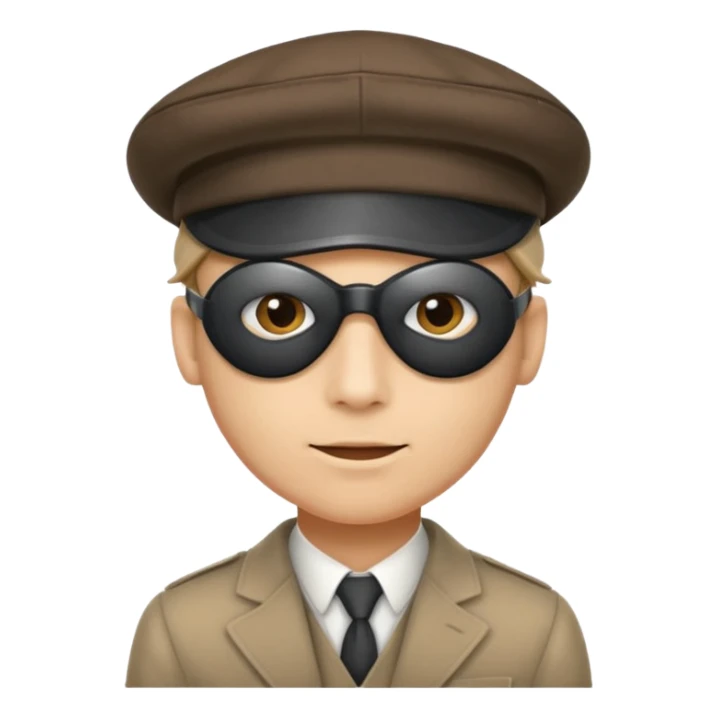 A man wearing a peeky blinders style hat with a hopeful expression. sticker